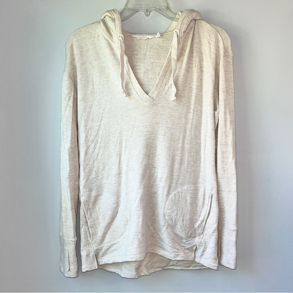 Athleta Cream Studio Split Neck Hoodie